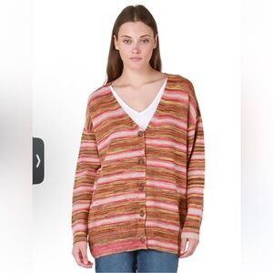 NWT DEX Sunset stripped cardigan size S super soft